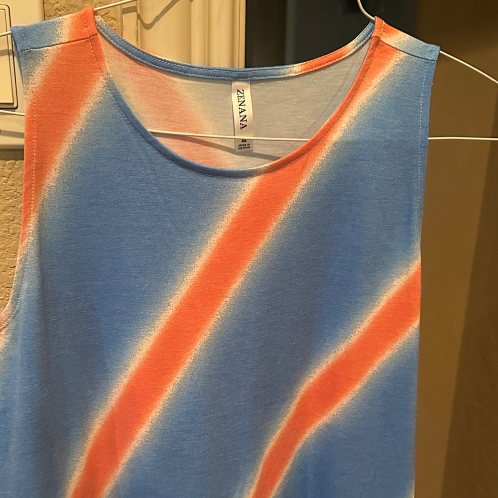 Zenana Outfitters Blue and Orange Maxi Dress